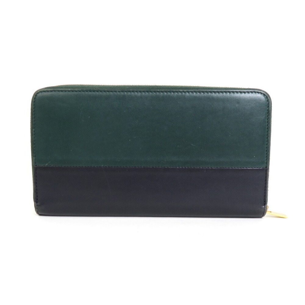 Celine long Blue Navy zip round wallet green leather - Picture 1 of 5